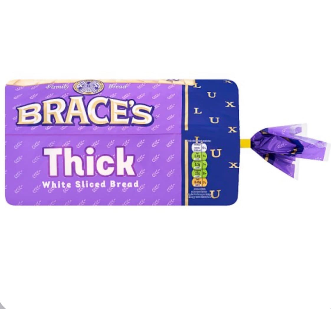Brace's Family Bread Thick White Sliced Bread 800g