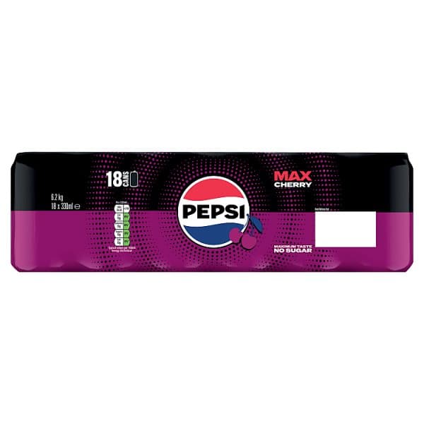 Pepsi Max Cherry No Sugar Cola Cans 18 x 330ml