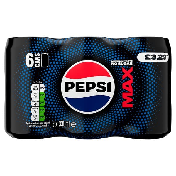 Pepsi Max PMP 330ml Cans x 6 Case of4