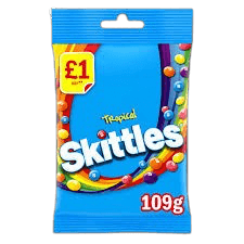 Skittles Vegan Chewy Sweets Tropical Fruit Flavoured Treat Bag 109g