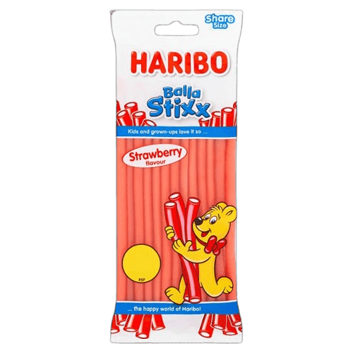HARIBO Balla Stixx Chewy Strawberry Flavour Sweets Sharing Bag 140g