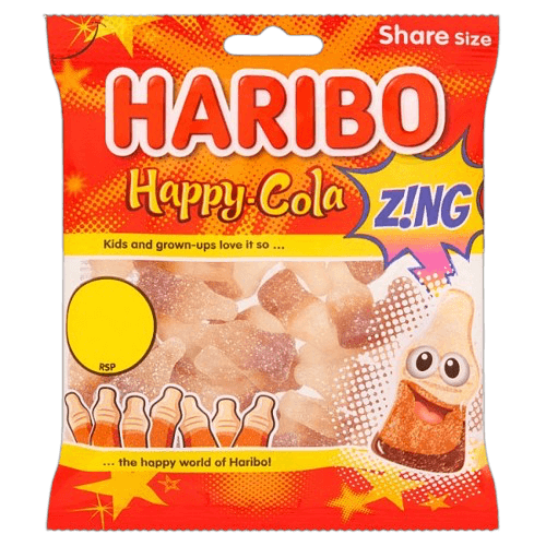 HARIBO Happy Cola Zing Fizzy & Jelly Sweets Sharing Bag 140g