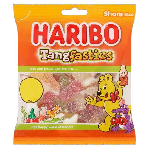 HARIBO Tangfastics Fruit & Cola Flavour Fizzy Jelly Sweets Sharing Bag 140g