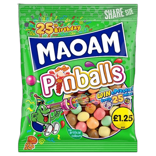 MAOAM Pinballs Fruit & Cola Flavour Chewy Sweets Sharing Bag 140g