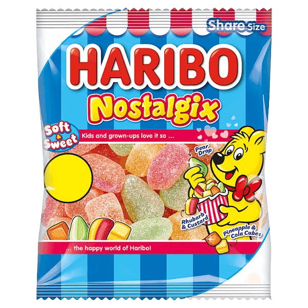 HARIBO Nostalgix Sugar Coated Fruit & Cola Flavour Jelly Sweets 140g