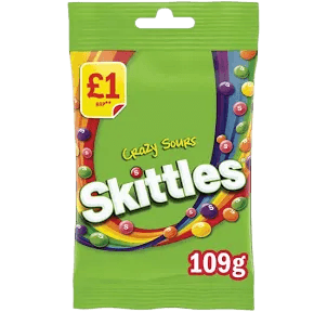 Skittles Vegan Chewy Crazy Sour Sweets Fruit Flavoured Treat Bag