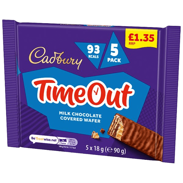 Cadbury Timeout 5-pack PMP £1.35 Milk Chocolate Wafer Biscuit Bars Multipack