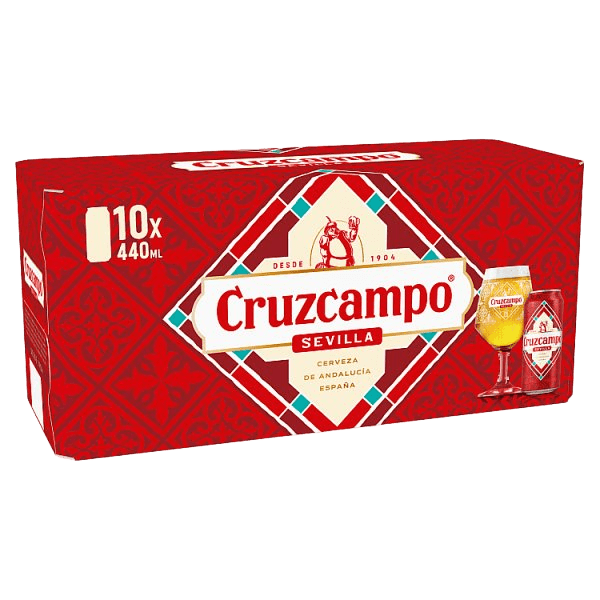 Cruzcampo Sevilla Lager Beer 4.4% ABV Cans 10x440ml