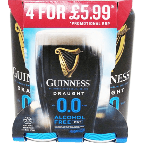 Guinness Draught Alcohol Free Stout Beer 0.0% vol 4x440ml